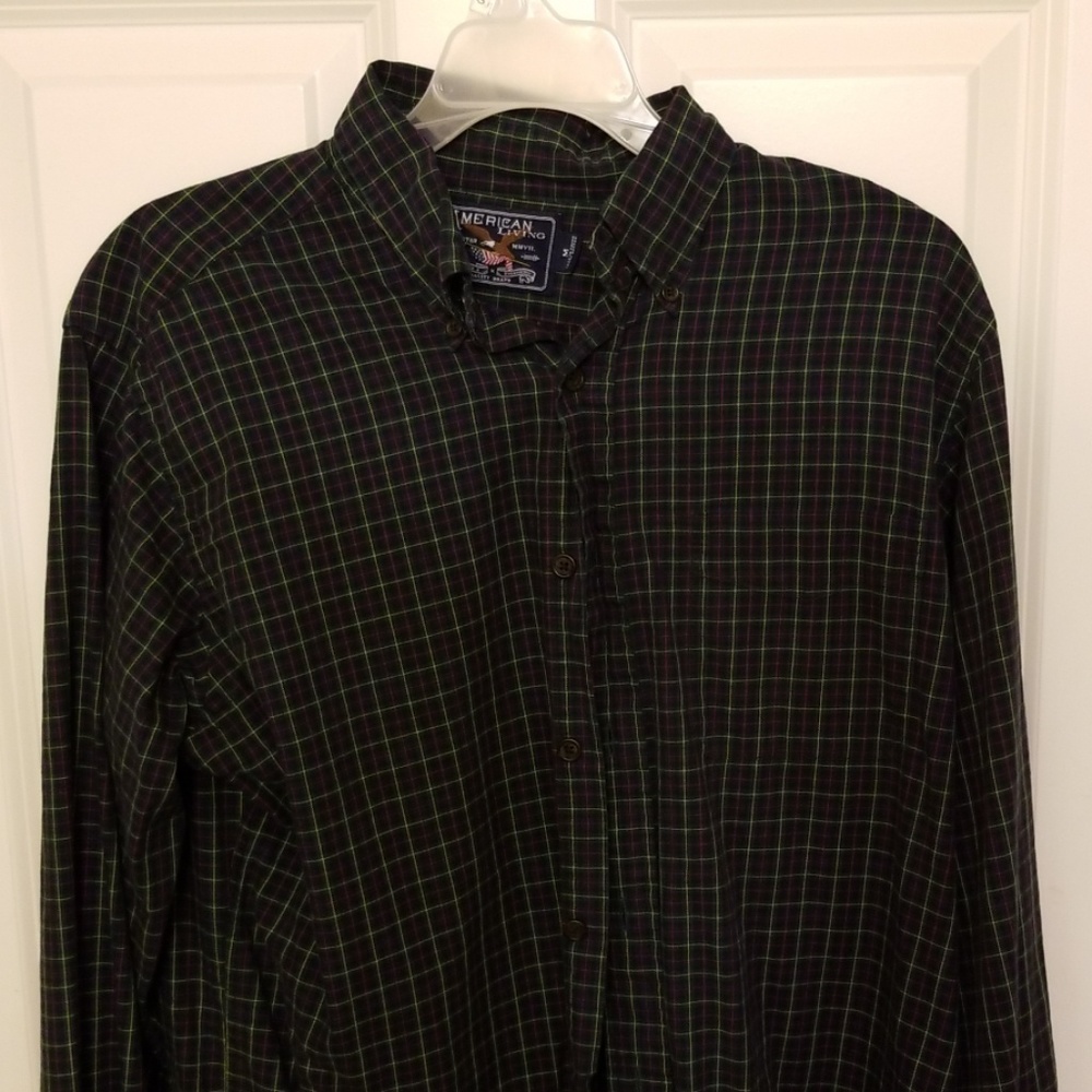 American Living Casual Button Down Shirt Blue, Green, Red, Yellow Men's Medium